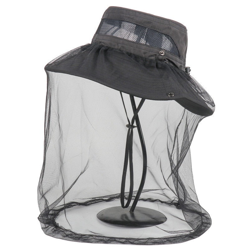 2-pcs Outdoor Fishing Cap Insect Proof Hat Breathable Net Yarn Camping Tactical Bucket Hats - activesportslife