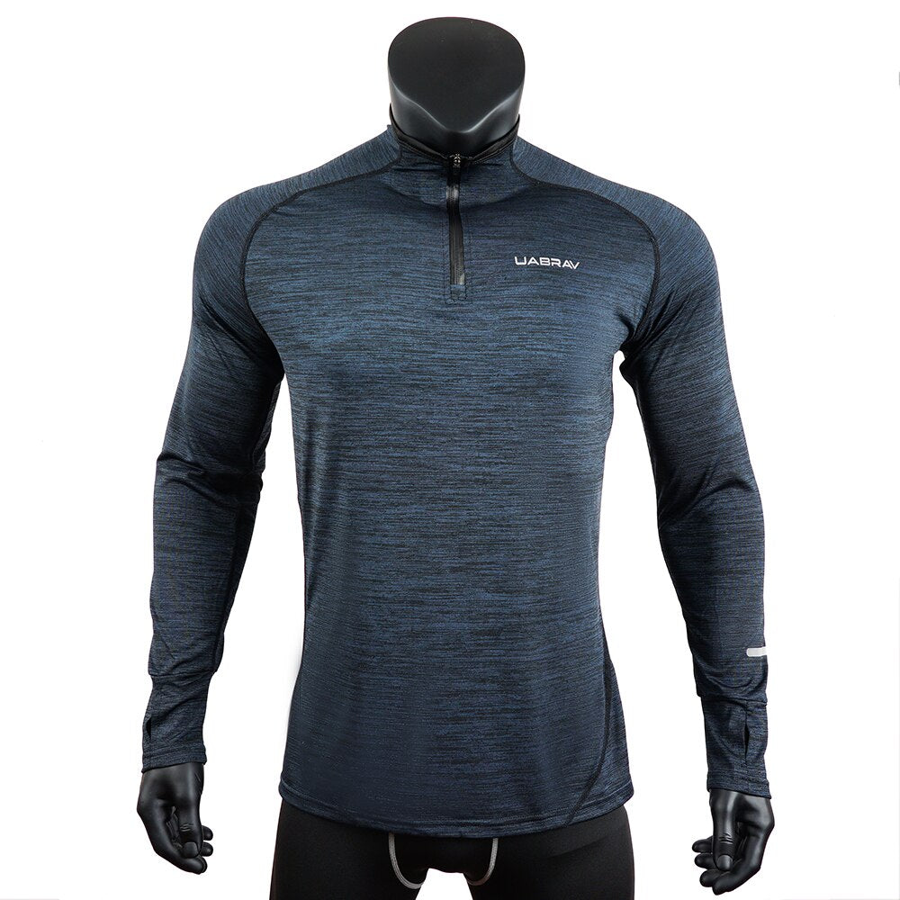 Men's Sports Long Sleeve Compression Zip Pullover T-Shirt - activesportslife