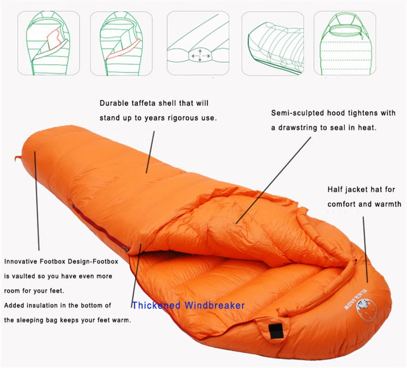 BlackSnow Adult Sleeping Bag Fit for Winter Thermal 4 Kinds of Thickness Camping Travel - activesportslife