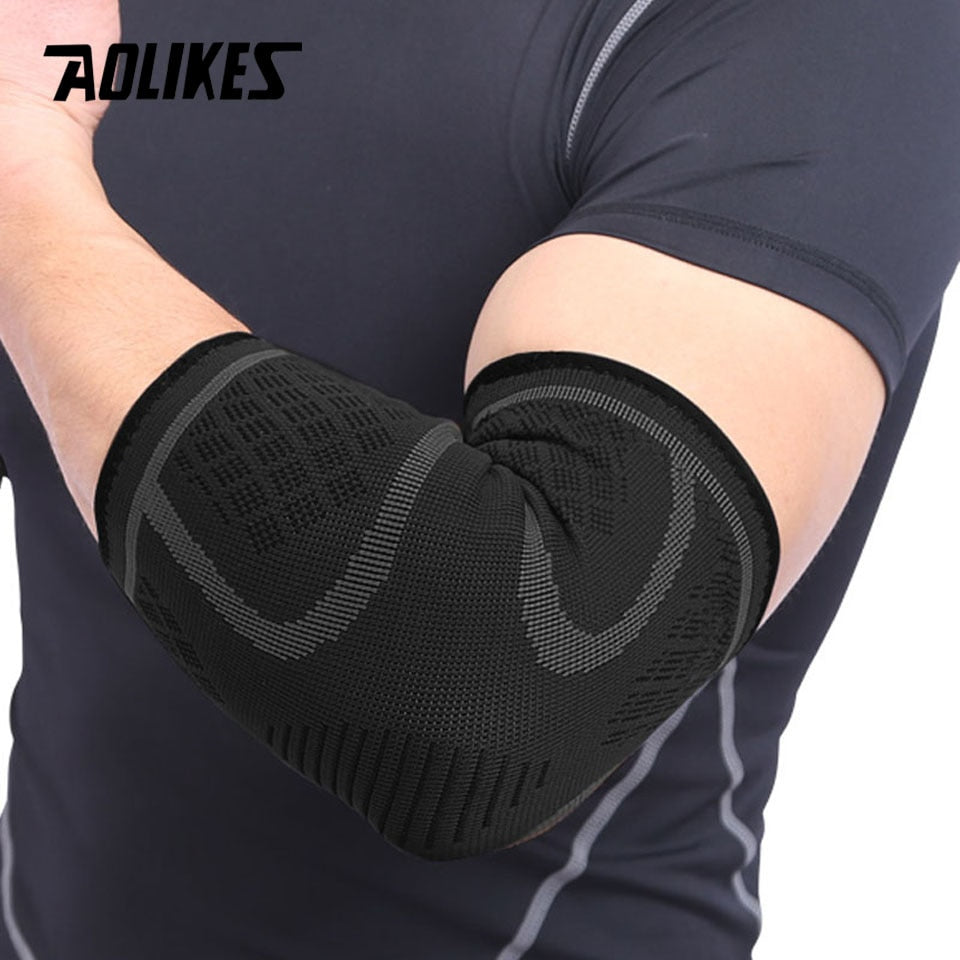 AOLIKES 1 Pair Elastic Elbow Pads Basketball Tennis Elbow Support Protector Gear Breathable - activesportslife