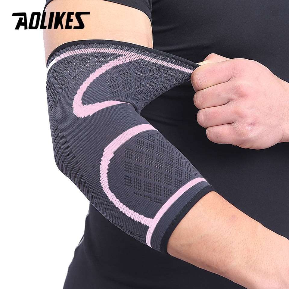 AOLIKES 1 Pair Elastic Elbow Pads Basketball Tennis Elbow Support Protector Gear Breathable - activesportslife