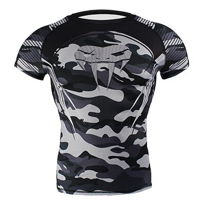 SOTF  MMA Snake Head Camouflage Fitness Breathable t shirt rashguard boxing - activesportslife