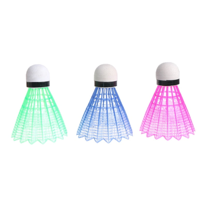 LED Badminton Ball Glowing Light Up Plastic Badminton Shuttlecocks 3pcs - activesportslife