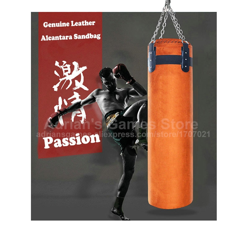 0.8/1/1.2/1.4/1.6/1.8m High Quality Thickened Leather Sandbag Punching Bag Kicking Muay Thai Boxing Training Sand Bags - activesportslife