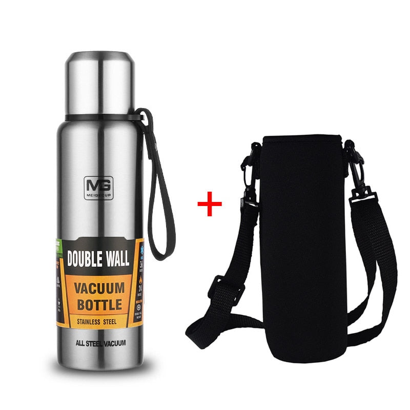 UPORS Large Capacity Stainless Steel Thermos Portable Vacuum Flask Insulated with strap 500/700/1000/1500ml - activesportslife