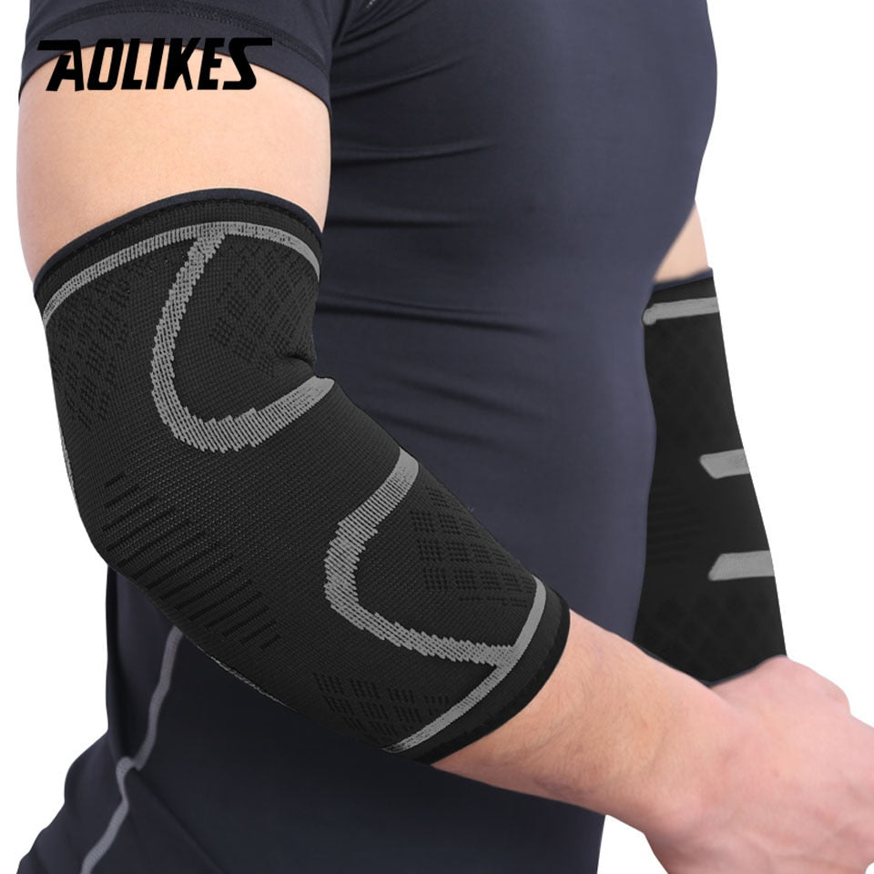 AOLIKES 1 Pair Elastic Elbow Pads Basketball Tennis Elbow Support Protector Gear Breathable - activesportslife