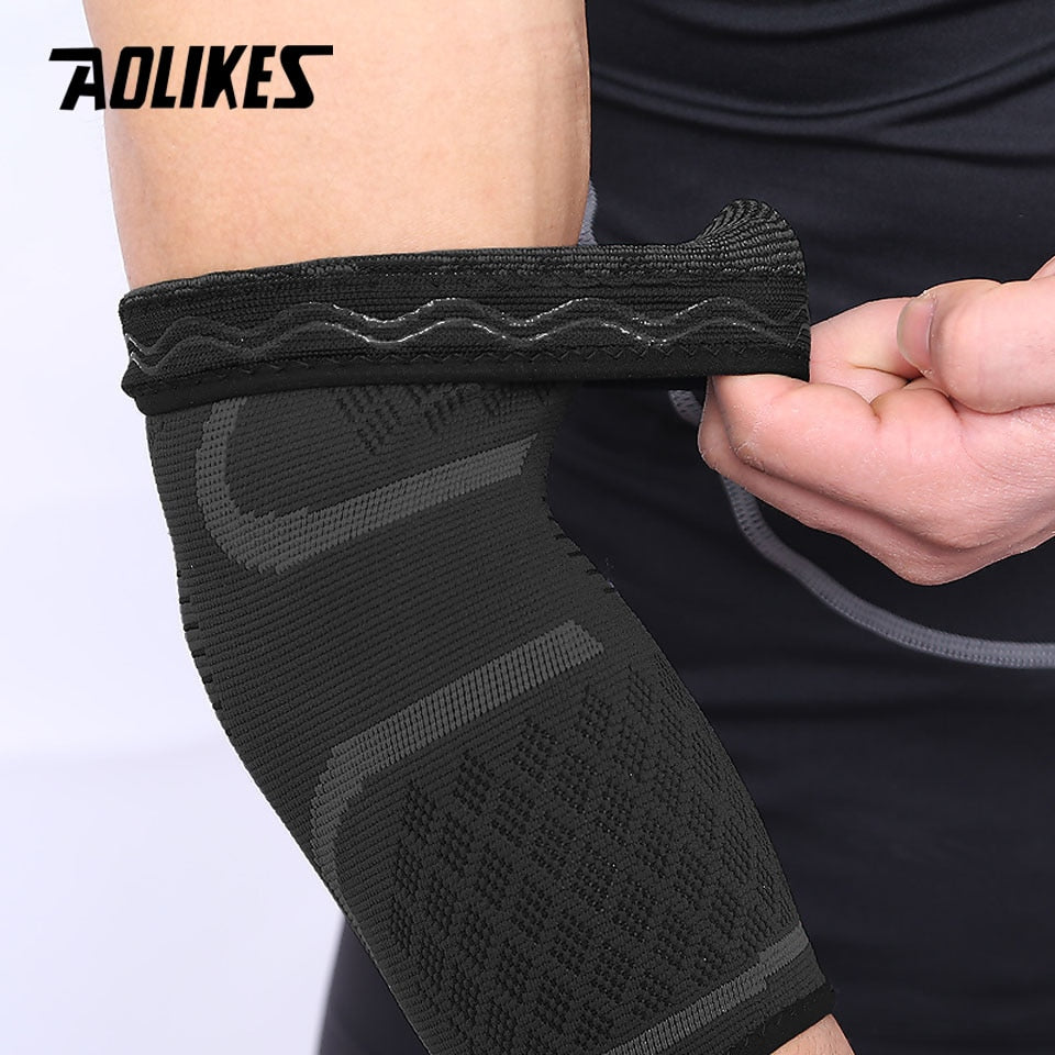 AOLIKES 1 Pair Elastic Elbow Pads Basketball Tennis Elbow Support Protector Gear Breathable - activesportslife