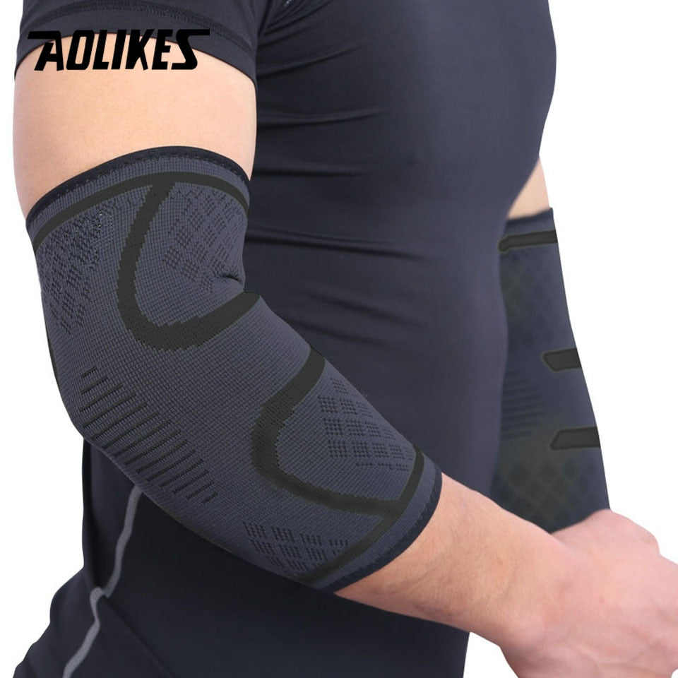 AOLIKES 1 Pair Elastic Elbow Pads Basketball Tennis Elbow Support Protector Gear Breathable - activesportslife