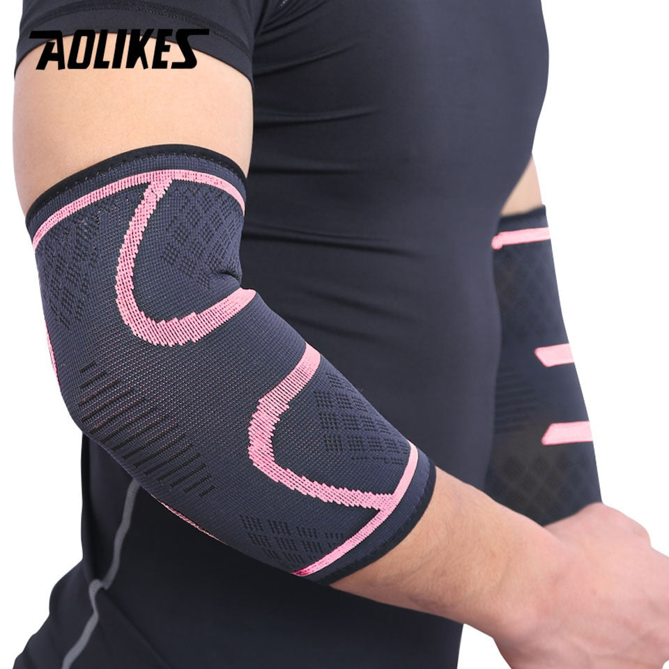 AOLIKES 1 Pair Elastic Elbow Pads Basketball Tennis Elbow Support Protector Gear Breathable - activesportslife