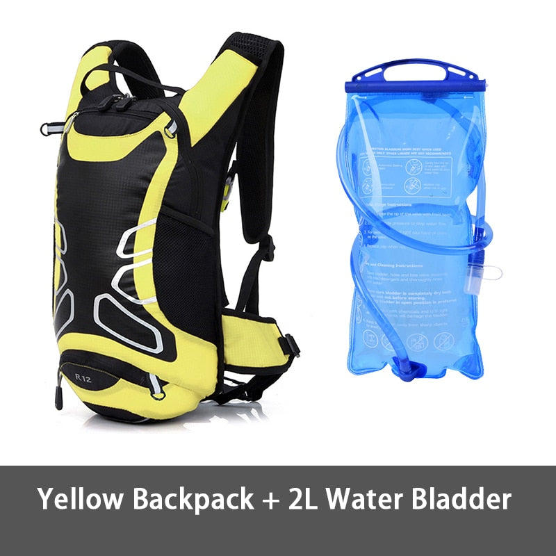 12L Cycling Hydration Backpack Outdoor Sport Night Reflective Backpack With Optional 2L Bladder Water Bag - activesportslife