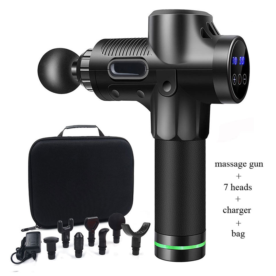 7 Heads LCD Touch 30 Speed High Frequency Massage Gun - activesportslife