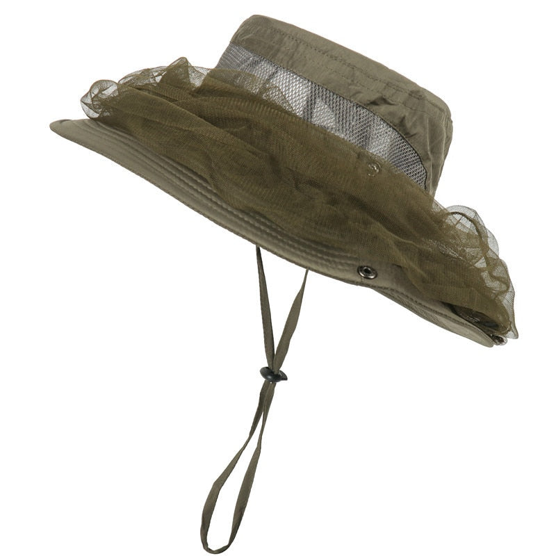 2-pcs Outdoor Fishing Cap Insect Proof Hat Breathable Net Yarn Camping Tactical Bucket Hats - activesportslife