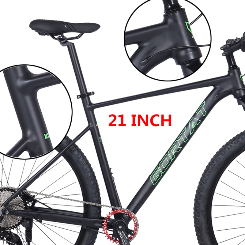 GORTAT Mountain Bike 21 Inch Frame Aluminum Alloy 10-Speed Double Oil Brake Front &Rear Quick Release - activesportslife