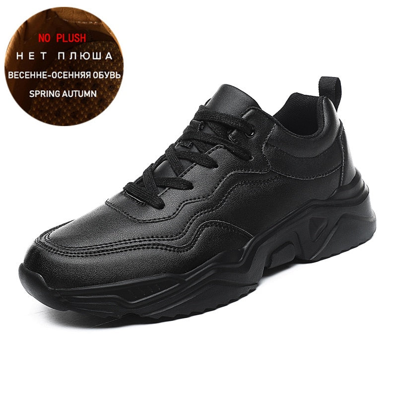 Men Running Shoes Athletic Sport Leather Lace-up Outdoor Sneakers Lightweight Gym - activesportslife