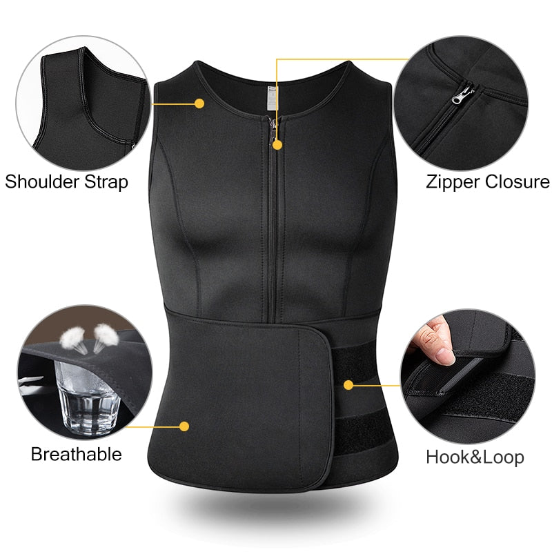 Neoprene Men's Shaper Sweat Vest Adjustable - activesportslife