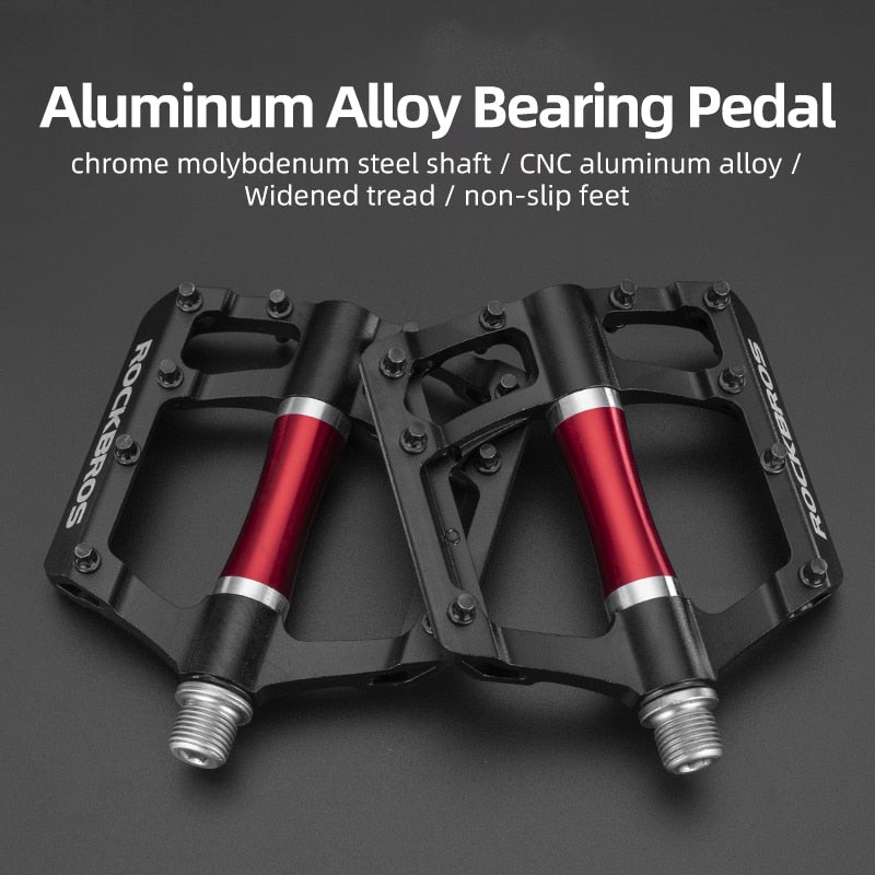 ROCKBROS Mountain Bike Bicycle Pedals Cycling Ultralight Aluminium Alloy 4 Bearings MTB Pedals Flat BMX - activesportslife