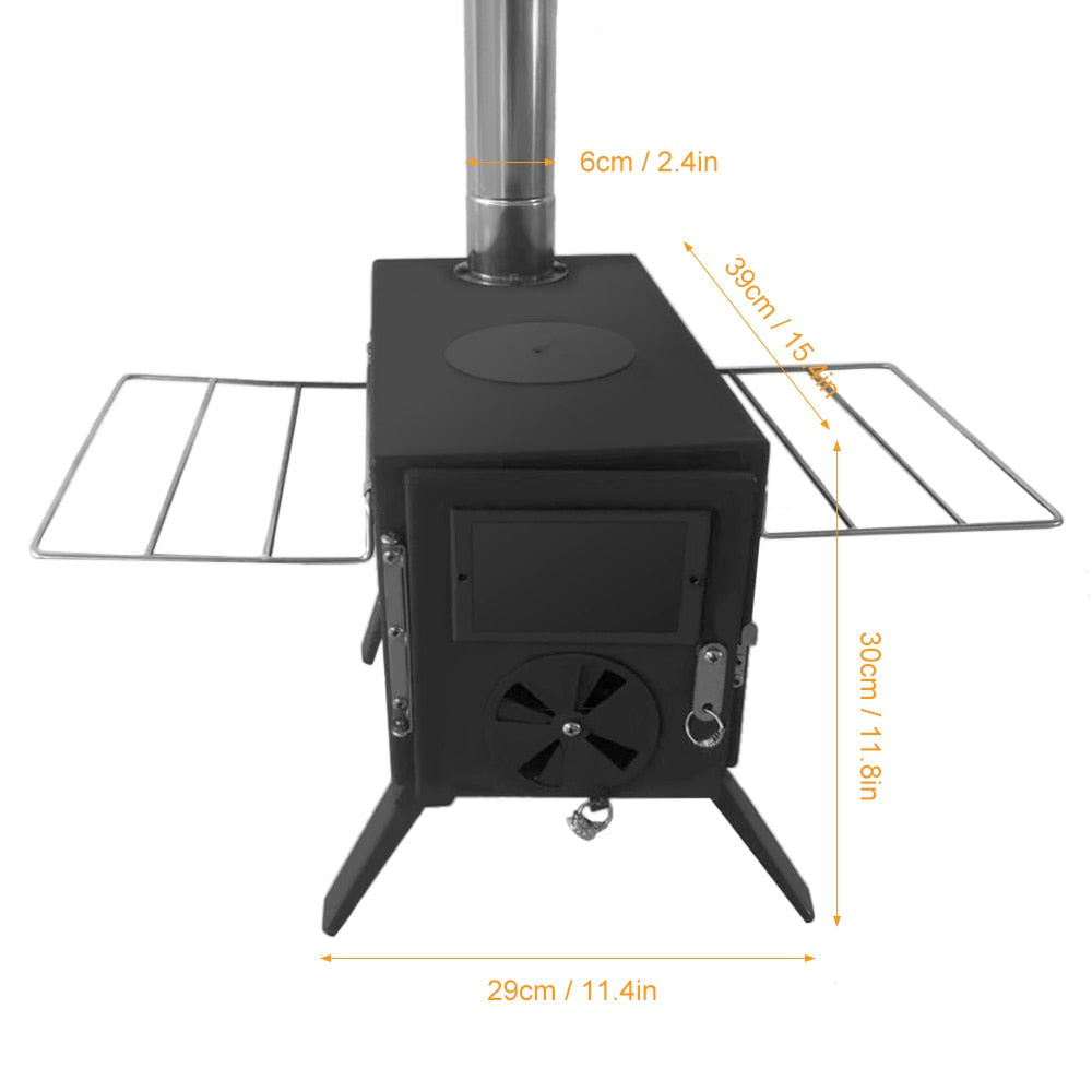 Outdoor Camping Tent Firewood Stove Portable Wood Burning Stove Multifunctional Burner with Detachable Chimney - activesportslife