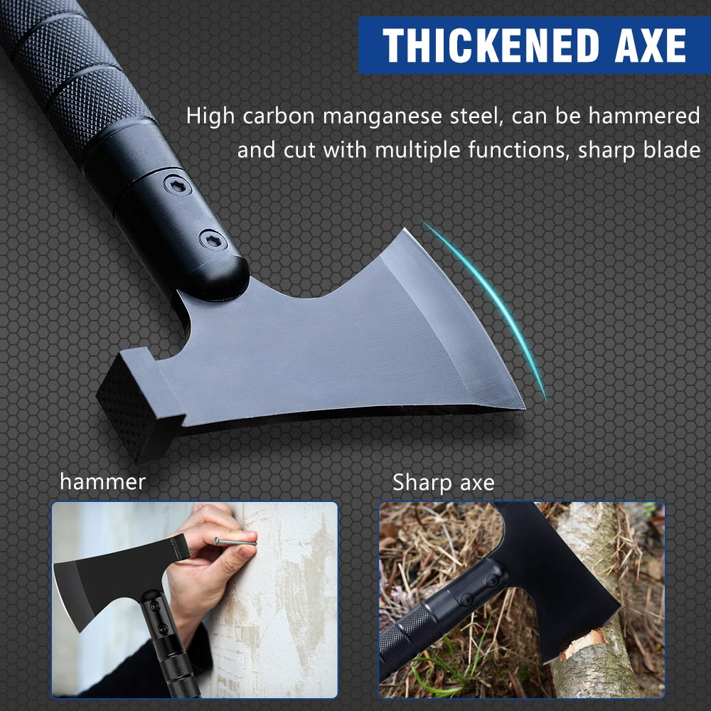 Multi-function Survival Axe Portable Foldable Tactical Tomahawk Outdoor Camping Firewood Chopping Axes Multi Tool Kit - activesportslife