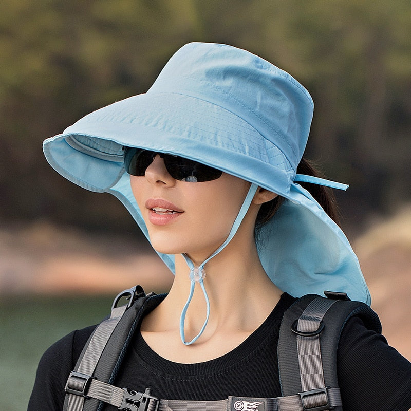 Women's Designer Lightweight Ponytail Hole Visor Hats Big Brim Outdoor Eye Protection Sunscreen Cap Sun Hat - activesportslife