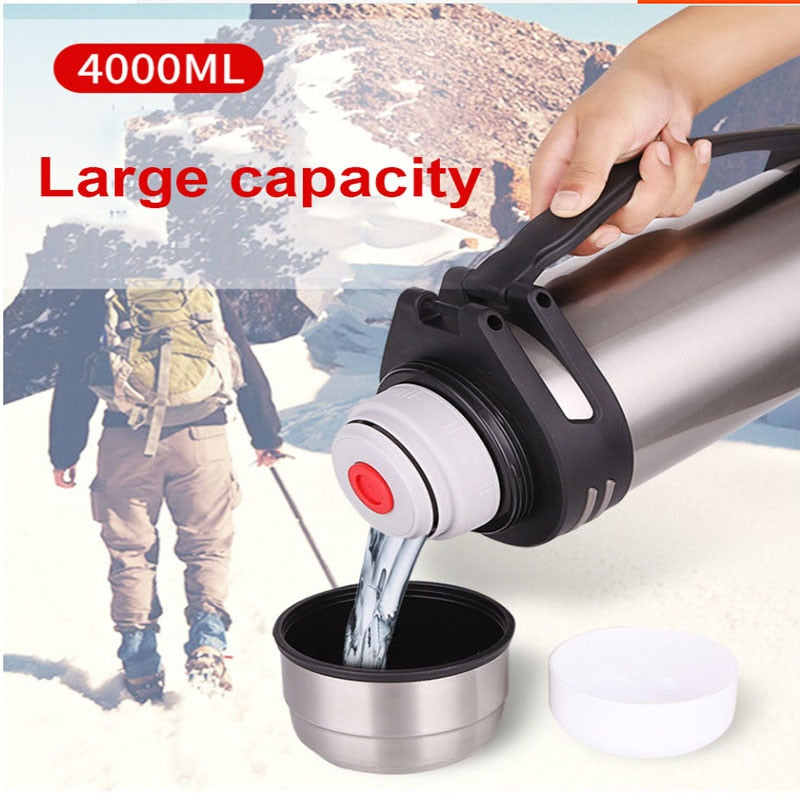 1200-4000ML Large Thermos Bottle Vacuum Flasks Stainless Steel Insulated Thermal Cup With Strap 48 Hours Insulation - activesportslife