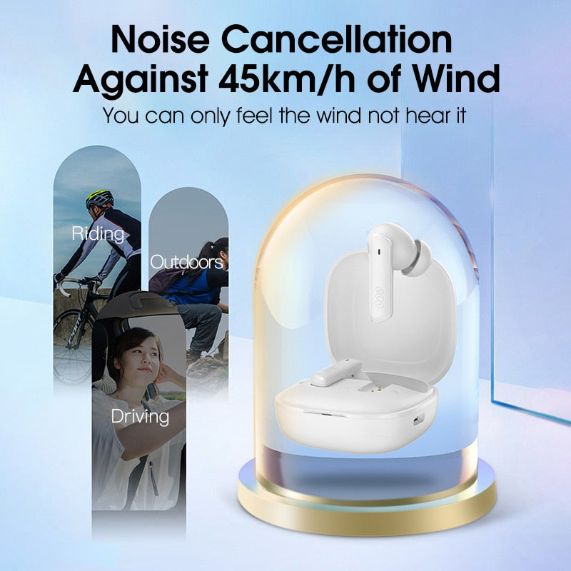 QCY HT05 ANC Wireless Earphone 40dB Noise Cancelling Bluetooth 5.2 Headphone 6 Mic ENC HD Call TWS  Transparency Mode - activesportslife