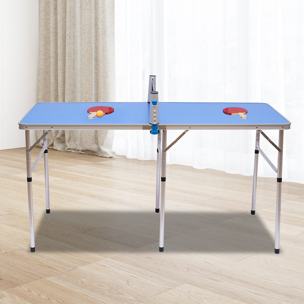 Table Tennis Table Ping Pong Table Set, Portable Folding Family Game Tables with Removable Net Aluminum Composite Frame - activesportslife