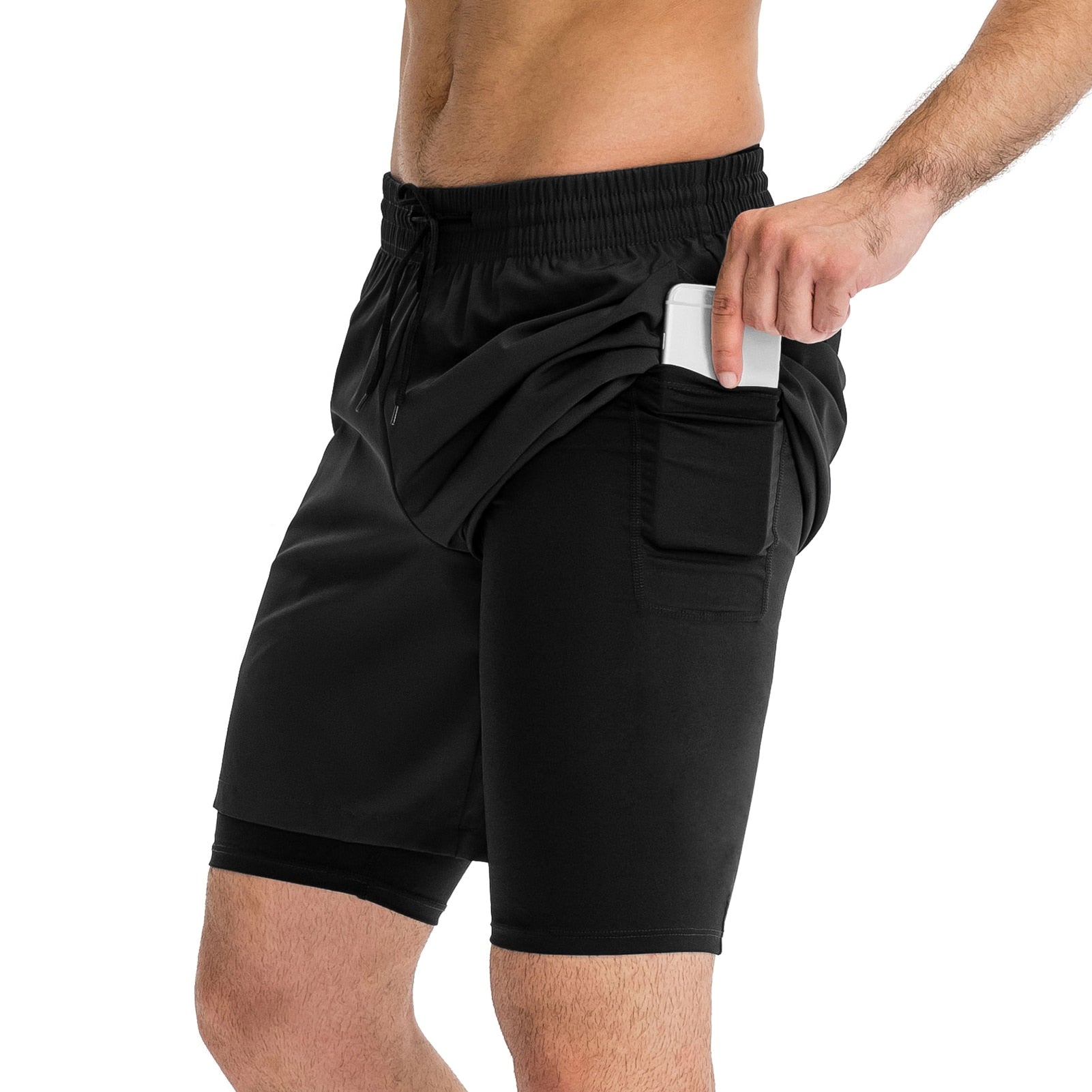 Men 2 in 1 Running Shorts Jogging Gym Fitness, Quick Dry - activesportslife