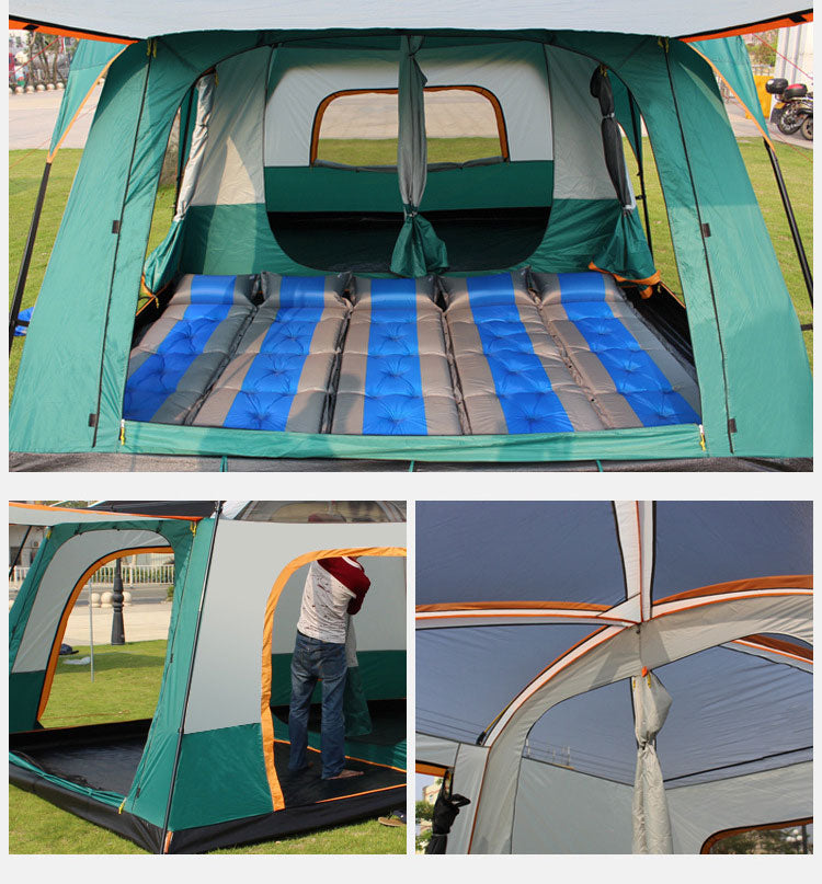 320X220X195cm Two-bedroom Tent Oversize for 5-8 Person Leisure Camping Double-plies Thick Rainproof - activesportslife