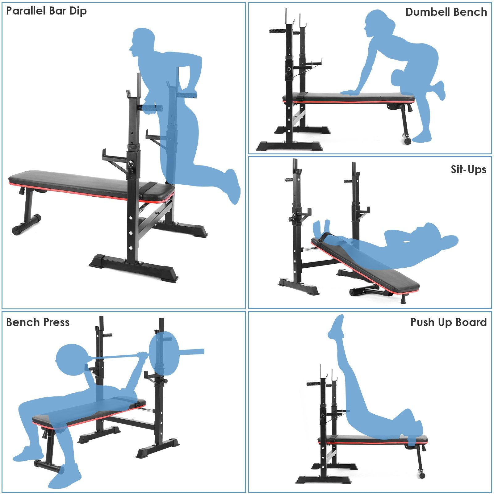 Multifunction Weight Bench Bench with Barbell Rack, Foldable, Flat Bench & Squat Rack - activesportslife