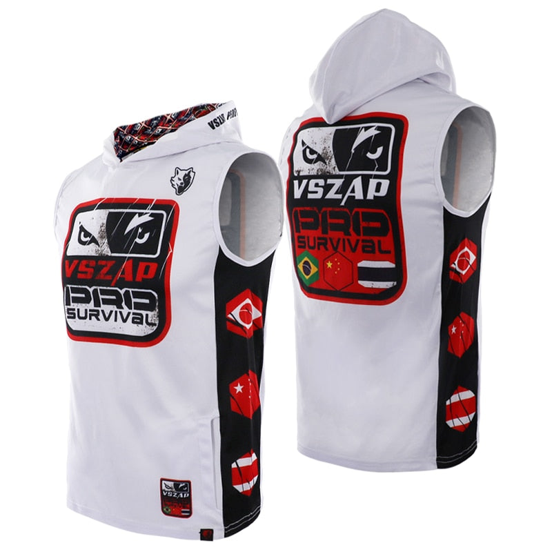 VSZAP Thai Tiger T-shirt Muay Thai Sleeveless Stretch Boxing Vest Training Male Fitness Sport Fight MMA Sports Clothes - activesportslife