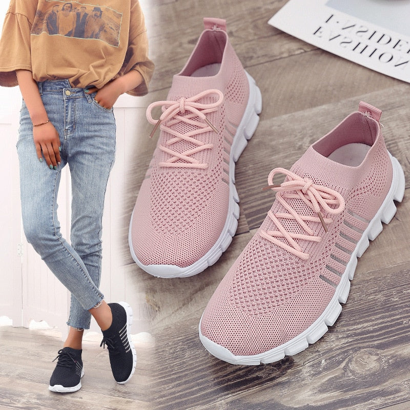 Trendy Mesh Platform Tennis Sneakers Breathable Casual Sports Shoes Women - activesportslife