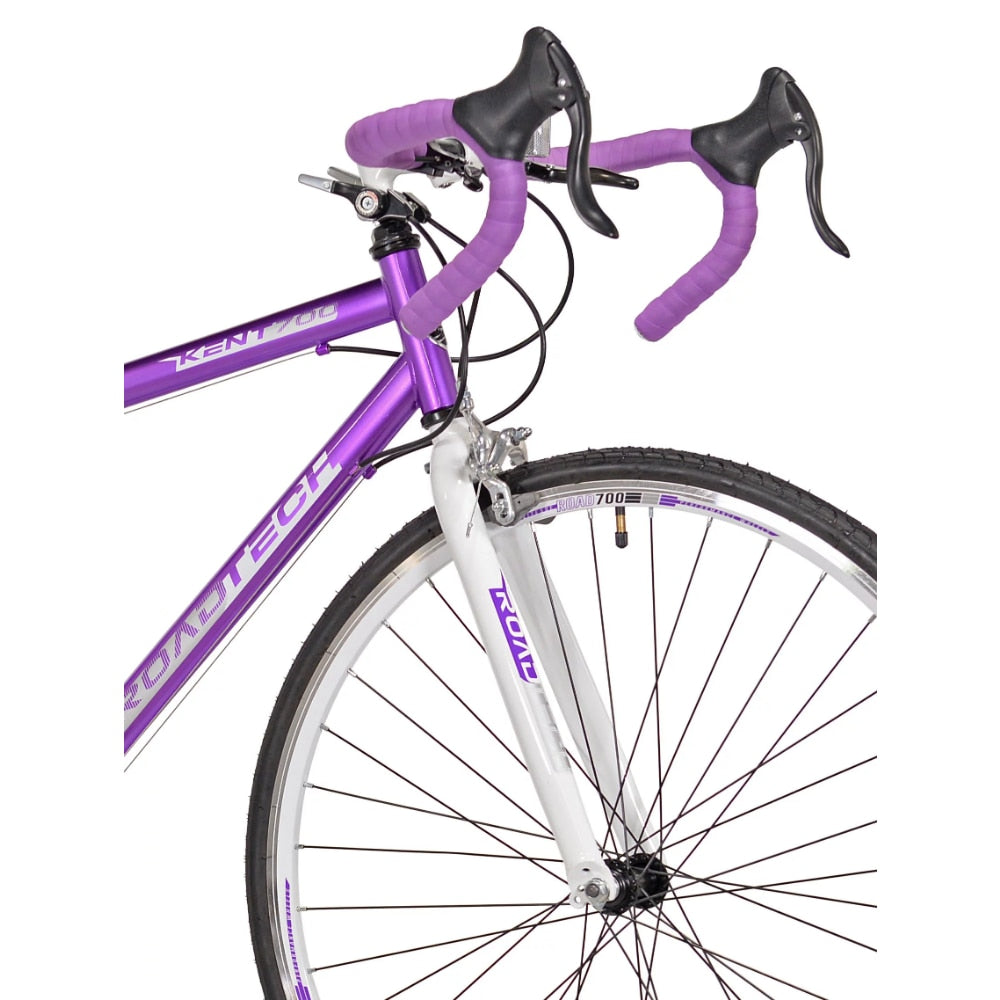 Kent 700c RoadTech Women's Bike, Purple/White，21-speed Drivetrain with Shiman Rear High-performance 700C Tires - activesportslife