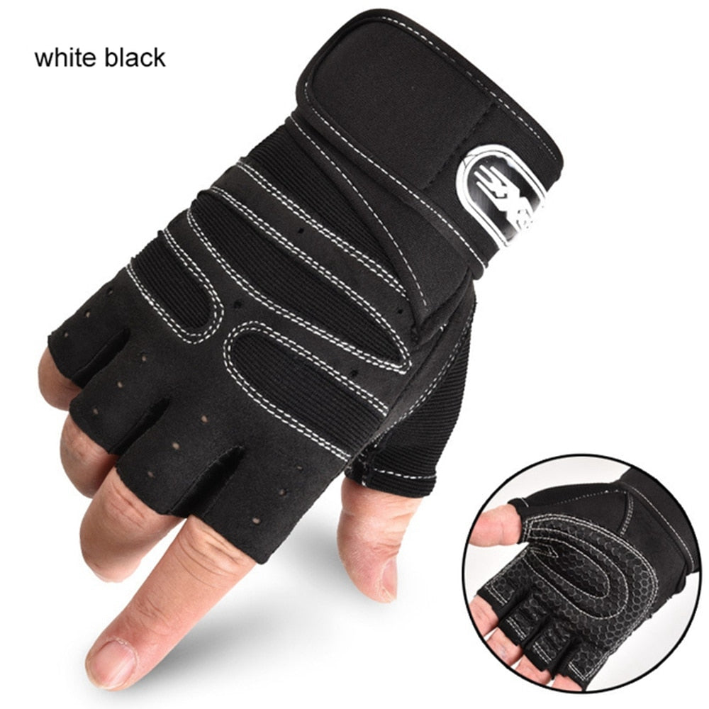 Workout Gloves for Men Weight Lifting Half Finger Glove with Wrist Wraps - activesportslife