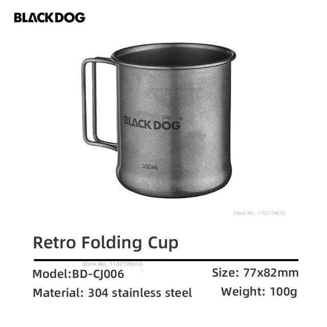 Naturehike Blackdog 304 Stainless Steel Tableware Camping 300ML Folding Cups Outdoor Gear - activesportslife