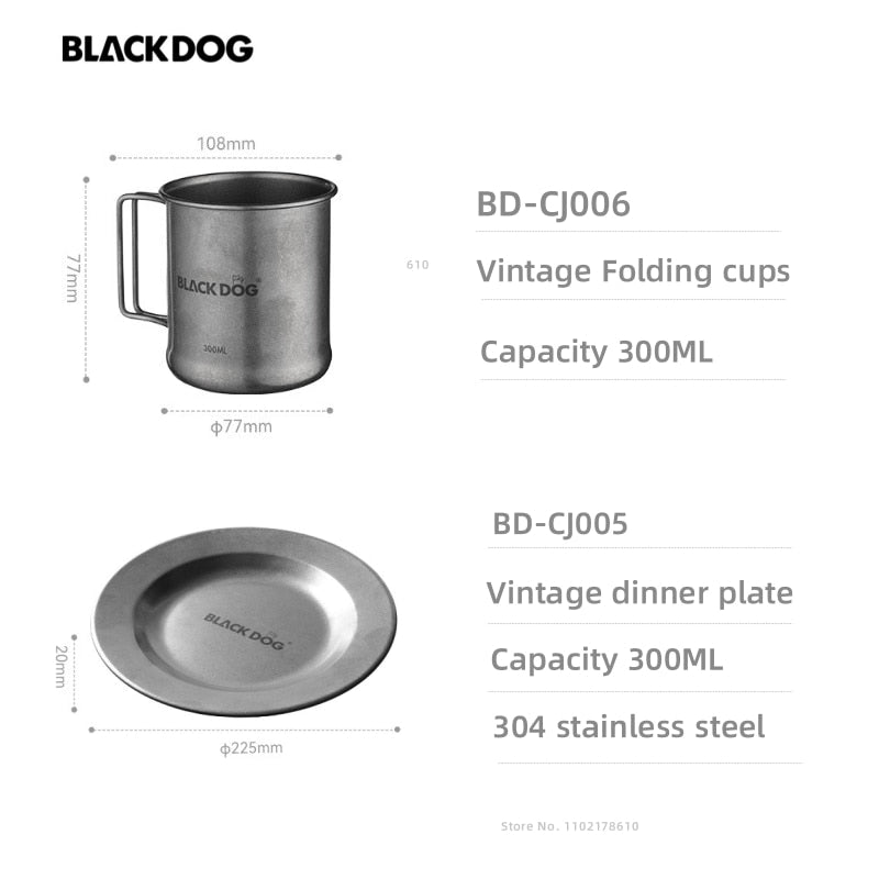 Naturehike Blackdog 304 Stainless Steel Tableware Camping 300ML Folding Cups Outdoor Gear - activesportslife