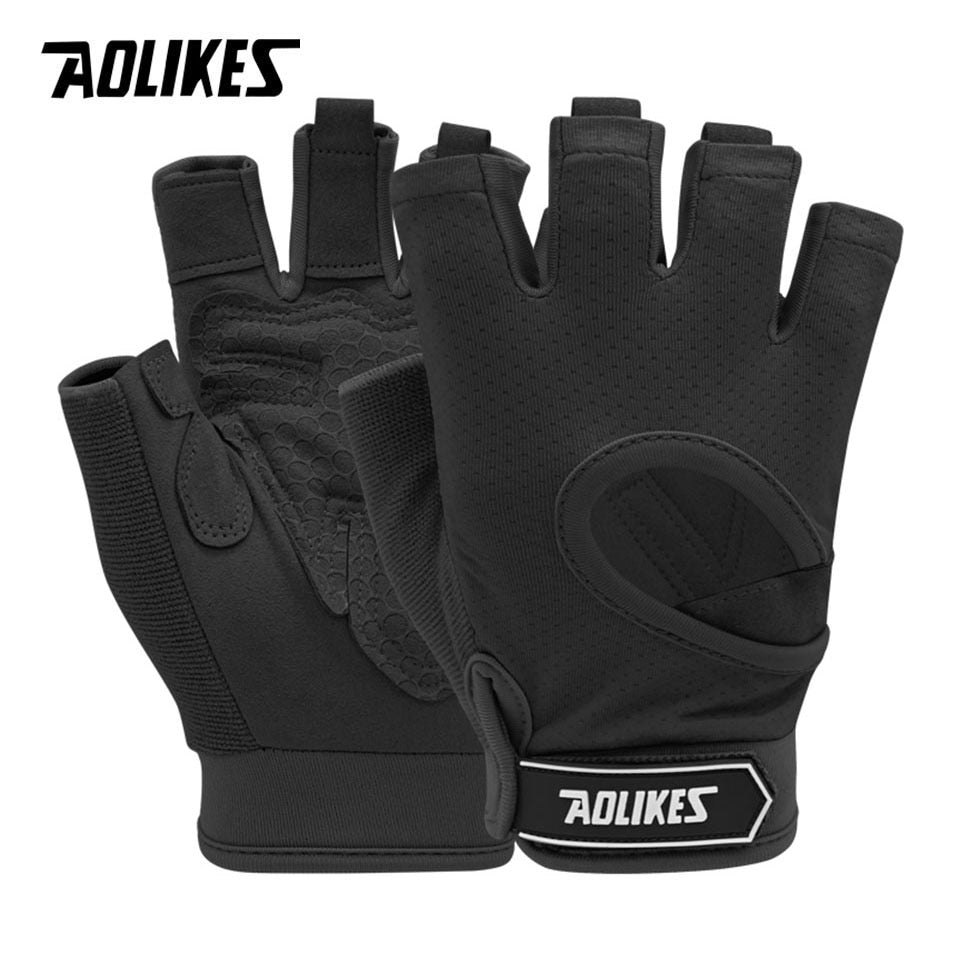 AOLIKES Fingerless Workout Glove Weight Lifting Support For Gym Full Palm Protection - activesportslife