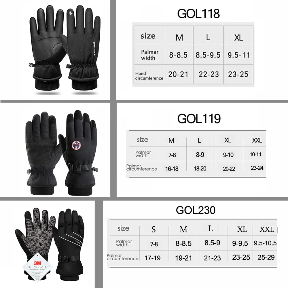 Men Winter Waterproof Outdoor Fleece Gloves Non-slip Warm - activesportslife