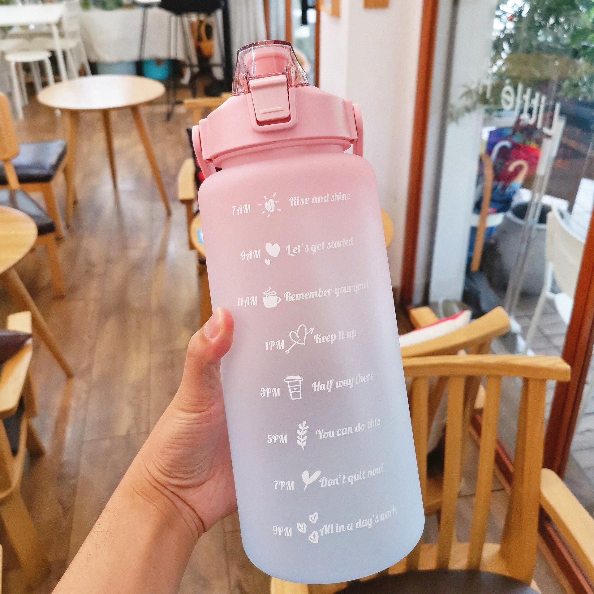 2 Liter Water Bottle with Straw Female Girls Large Portable Travel Bottles Sports Fitness Cup - activesportslife