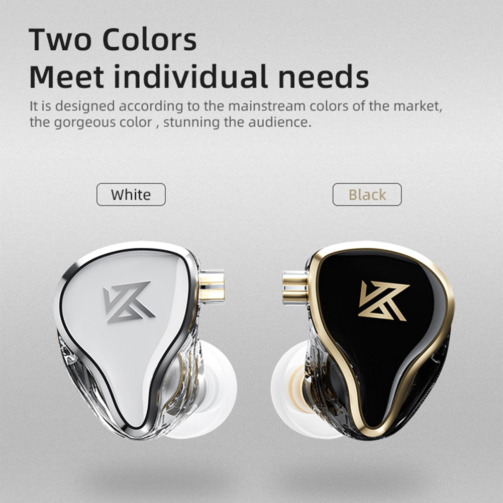 KZ-ZAS 16 Units Wired Earphones Dynamic Hybrid HiFi Headphone Heavy Bass Wired Headphones for Exercise Sport Studying - activesportslife