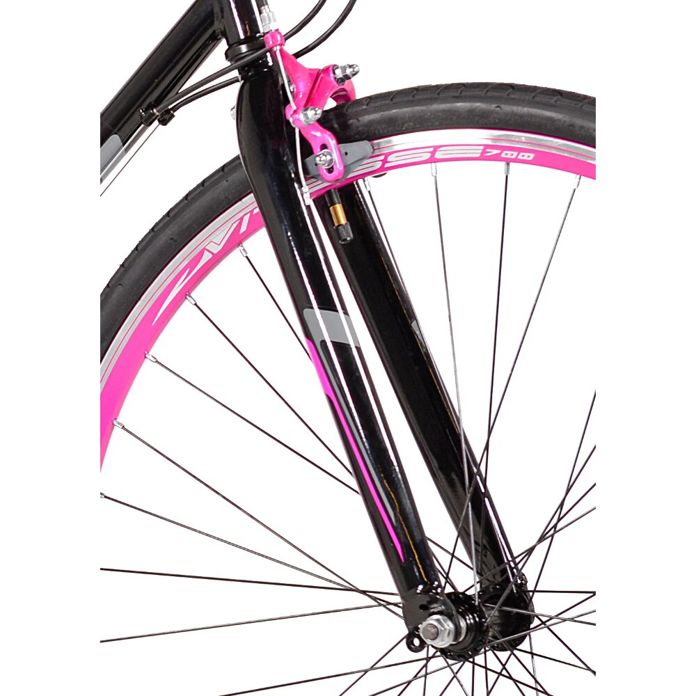 Susan Komen 700c Courage Road Women's Bike, Pink and Black,21-speed Drivetrain, Sturdy Steel Frame, High-profile Alloy Wheel Set - activesportslife