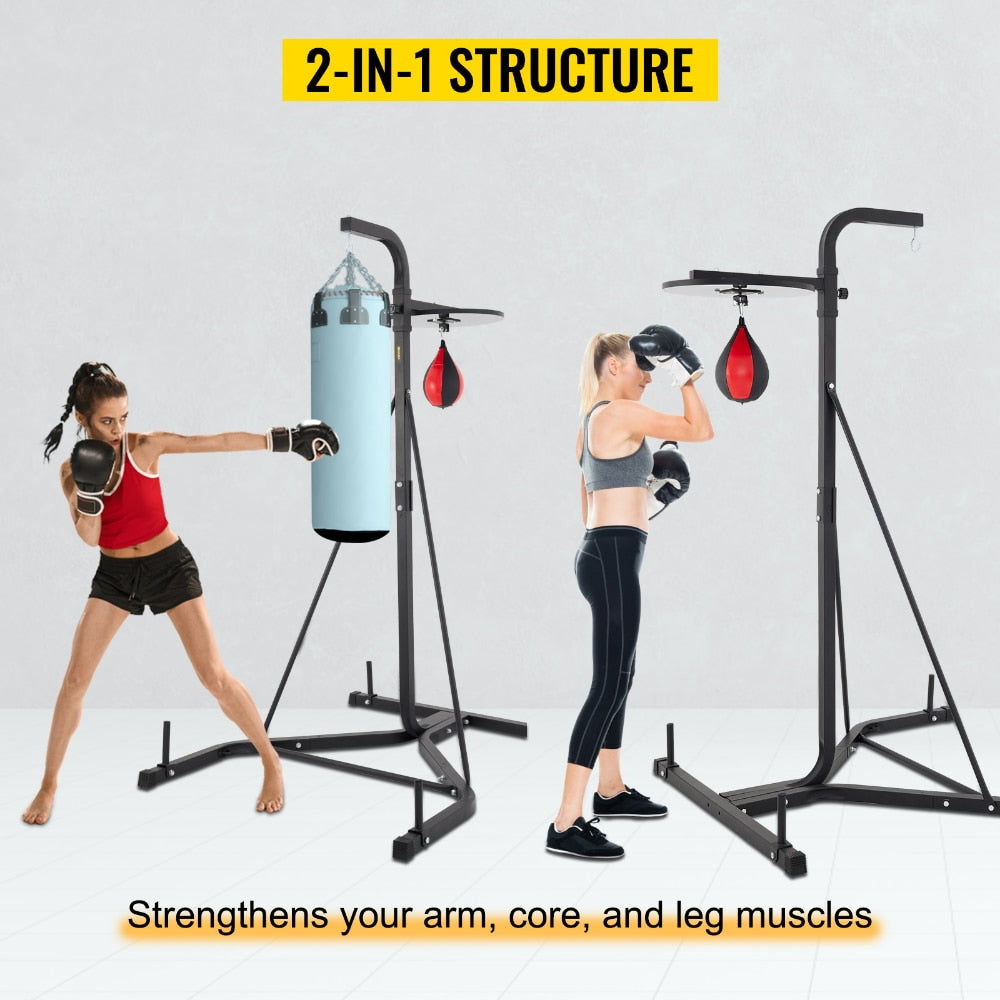 2in1 Boxing Bag Stand Punch Bag Bracket Frame MMA Fitness Training W/Speed Ball, Large Bearing ，Durable and Sturdy， - activesportslife