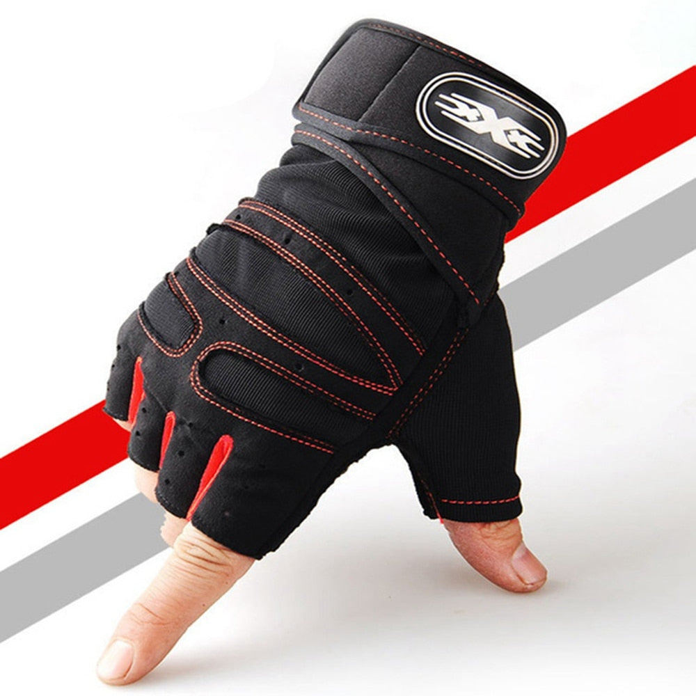 Workout Gloves for Men Weight Lifting Half Finger Glove with Wrist Wraps - activesportslife