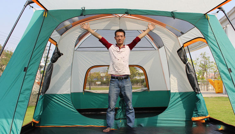 320X220X195cm Two-bedroom Tent Oversize for 5-8 Person Leisure Camping Double-plies Thick Rainproof - activesportslife