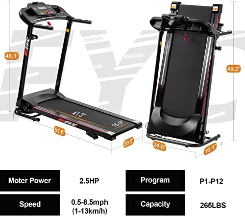 Treadmill for Home Gym with Bluetooth and Incline, 2.5HP