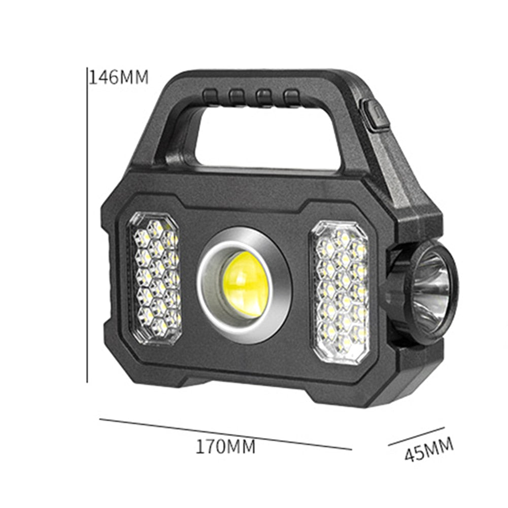 500LM USB Rechargeable Flashlight Waterproof 6 Gear COB/LED Torch Light Portable Powerful Lantern Solar Light for Camping Hiking - activesportslife