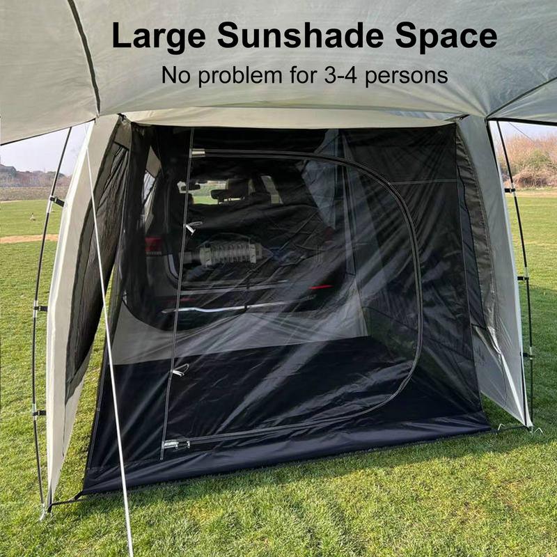 Car Rear Tent Awning With Mesh Car Tailgate Tents With Rainfly Portable UV-proof Camping Netting Roof Top Tent - activesportslife