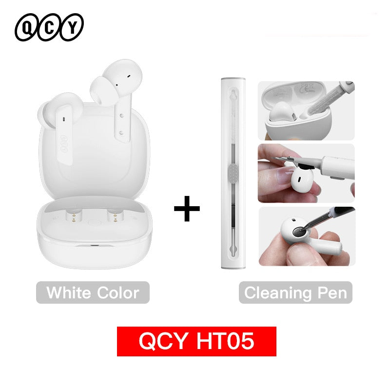 QCY HT05 ANC Wireless Earphone 40dB Noise Cancelling Bluetooth 5.2 Headphone 6 Mic ENC HD Call TWS  Transparency Mode - activesportslife