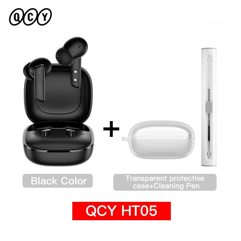 QCY HT05 ANC Wireless Earphone 40dB Noise Cancelling Bluetooth 5.2 Headphone 6 Mic ENC HD Call TWS  Transparency Mode - activesportslife