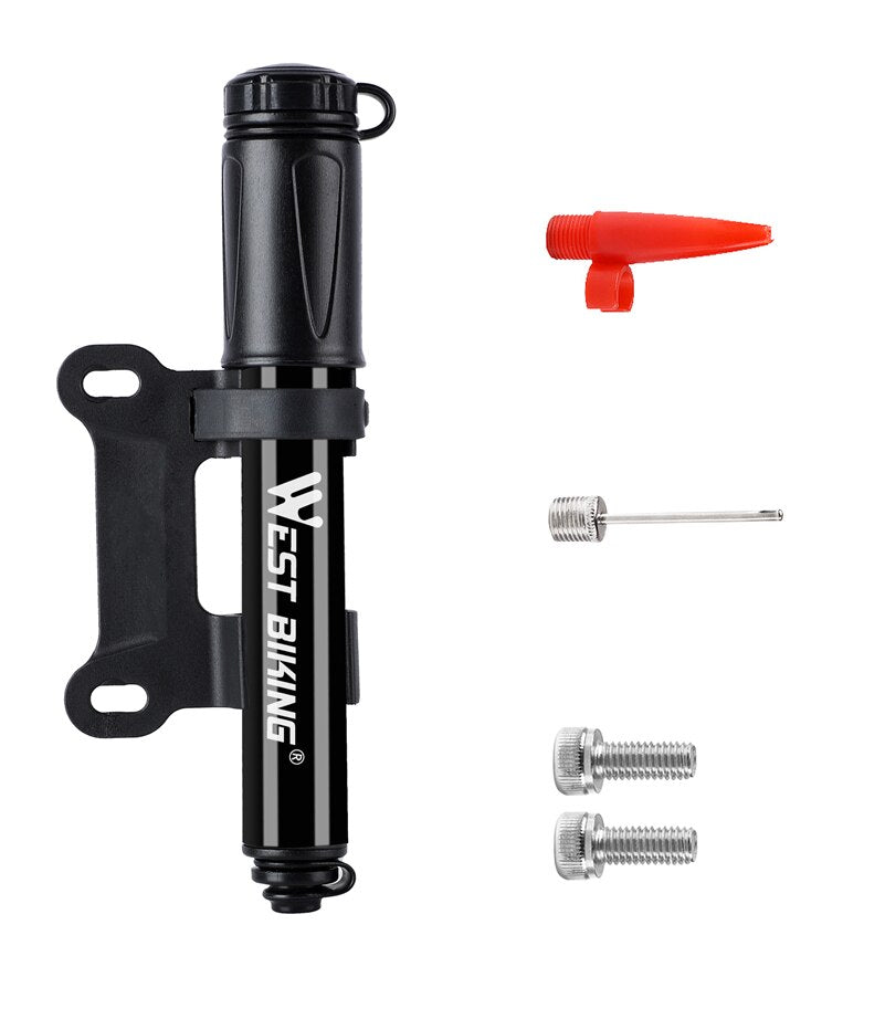 WEST BIKING 100Psi Mini Bike Pump Aluminum Alloy Bicycle Hand Air Pump Tire Inflator - activesportslife