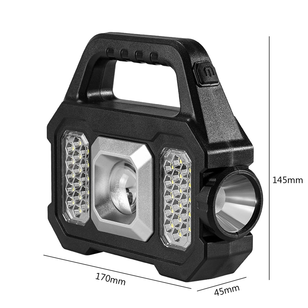 500LM USB Rechargeable Flashlight Waterproof 6 Gear COB/LED Torch Light Portable Powerful Lantern Solar Light for Camping Hiking - activesportslife